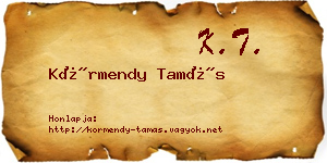 Körmendy Tamás névjegykártya